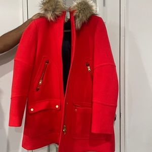Jcrew bright neon red coat